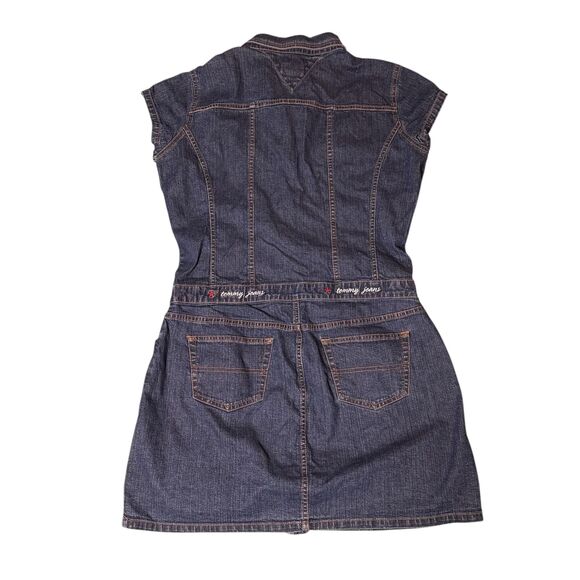Tommy Girl Denim Shirt Dress w/POCKETS Y2K Retro Casual Utility Button-Up Large - Picture 7 of 11